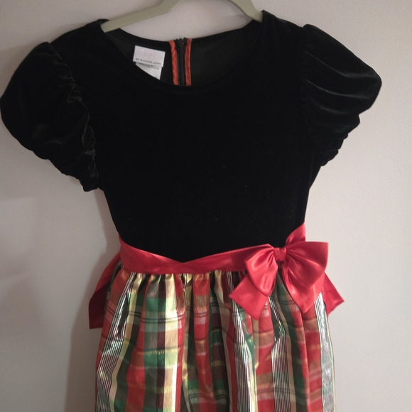 Bonnie Jean Black Velvet and Plaid Kids Costume Dress - Picture 2 of 5